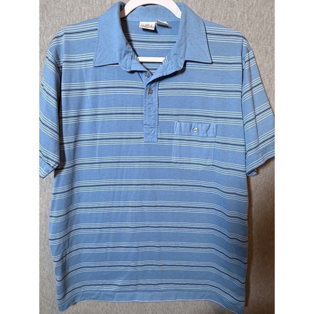 Jordan Christopher Men's XL Striped Polo Shirt Blue White Black Short Sleeve